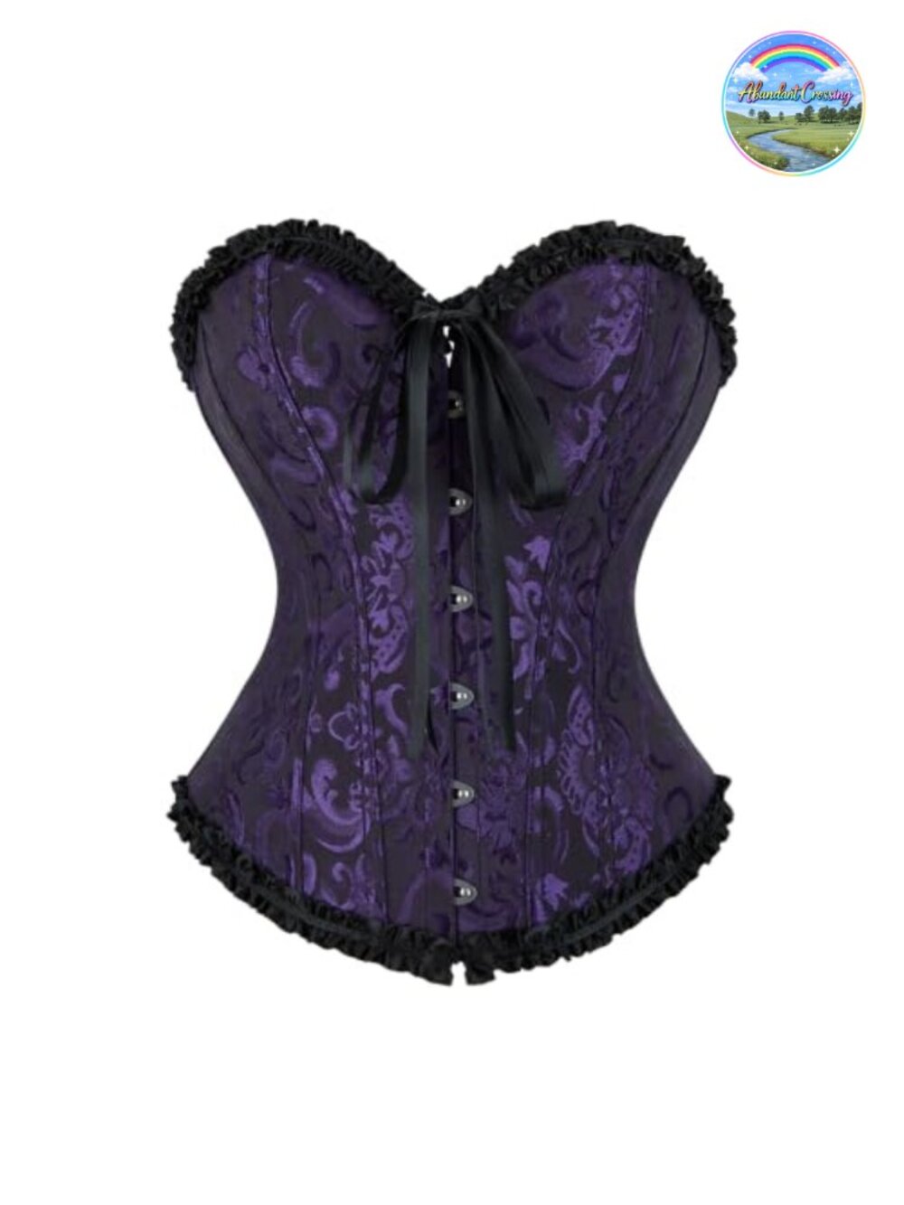 Womens Overbust Corset Top Lace-Up Back Jacquard Renaissance Victorian